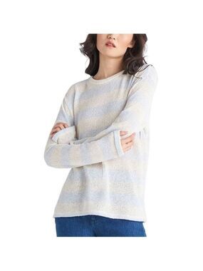 Black Tape Open Stitch Striped Oversized Boxy Crewneck Sweater